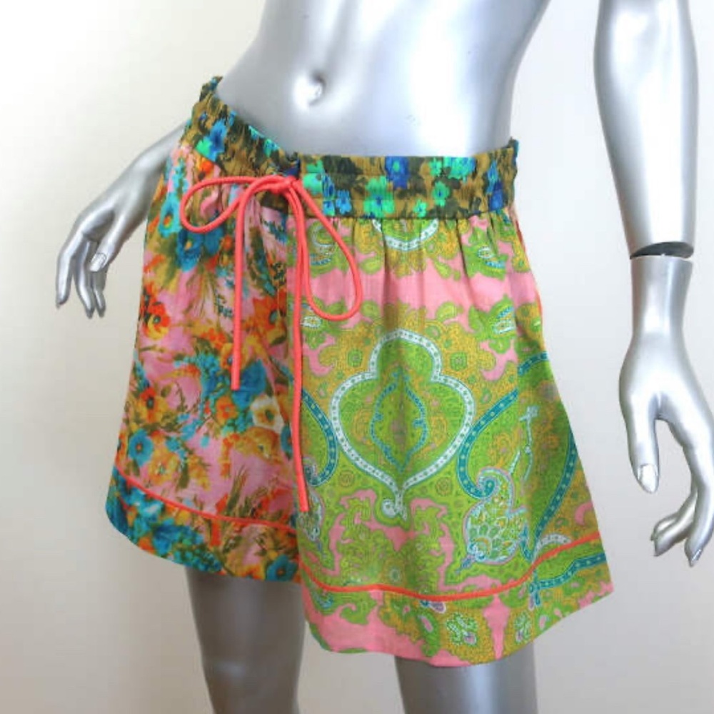 Zimmermann Pink and Green High Waist Women's Shorts